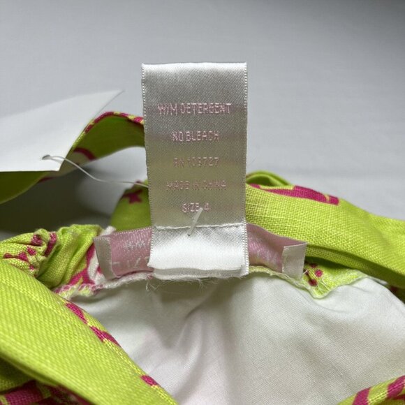 Greggy Girl 2 Pc Outfit Girls Lime Green Pink Linen Flare Top Pants Size 4 - Picture 8 of 9